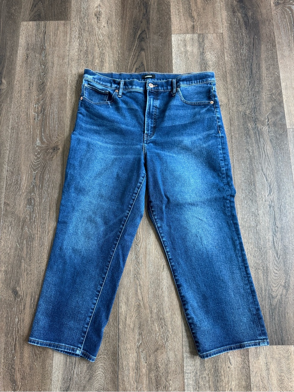 Express Dark Blue Relaxed Straight Jeans Women’s Size 14 SHORT